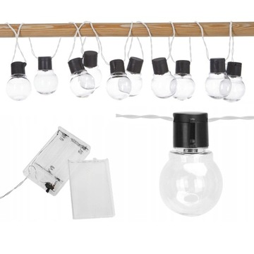 GIRLANDA ŚWIETLNA LAMPKI NA BATERIE 10xLED ŻARÓWKI