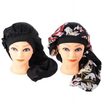 2шт шелковая спальная шапочка с длинным хвостом