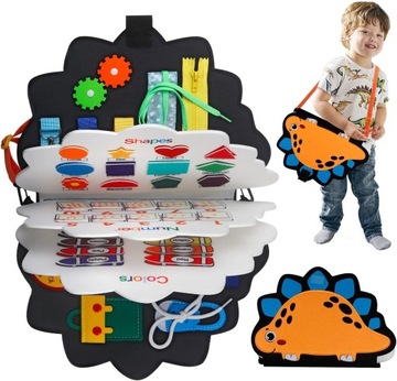 Książeczka Edukacyjna Tablica Manipulacyjna Sensoryczna Montessori 3+