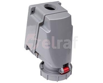 Gniazdo stałe 63A 4P 400V czerwone IP67 /bez