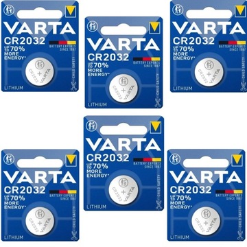 6x Bateria VARTA Litowa Guzikowa 6 sztuk Lithum CR2032 3V