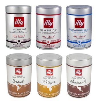 Дегустационный набор кофе в зернах Illy 250г (6 банок)