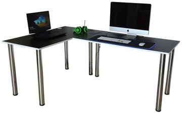 Угловой игровой стол с черно-белым краем