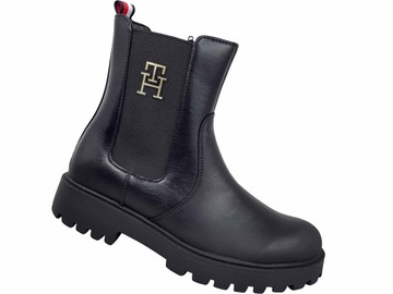 TOMMY HILFIGER BOTKI SZTYBLETY BUTY ZAMEK CZARNE