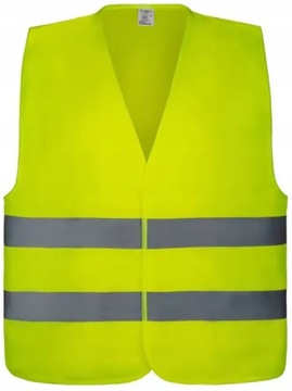 KAMIZELKA ODBLASKOWA OSTRZEGAWCZA Z PASAMI DROGOWA ROBOCZA BHP ŻÓŁTA XXXL