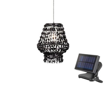 Lampa Glamour SOLARNA wisząca czarna ogród taras