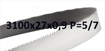 Piła taśmowa bimetalowa M-42 do cięcia metalu 3100x27x0,9 P=5/7 (5/8)