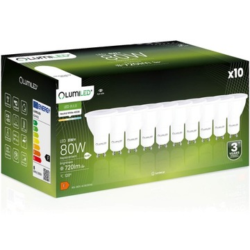 10x Żarówka LED GU10 8W 4000K NEUTRALNA BIAŁA 120° WYDAJNA PREMIUM CCD