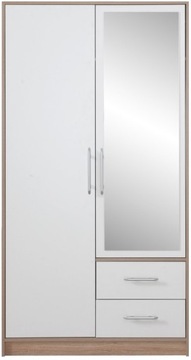 Szafa 2 drzwiowa Lustro biały dąb SMART SRL3