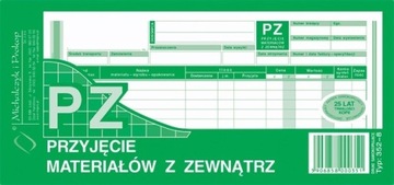 DRUK 352-8 PZ PRZYJĘCIE MATERIAŁU Z ZEWNĄTRZ MIP