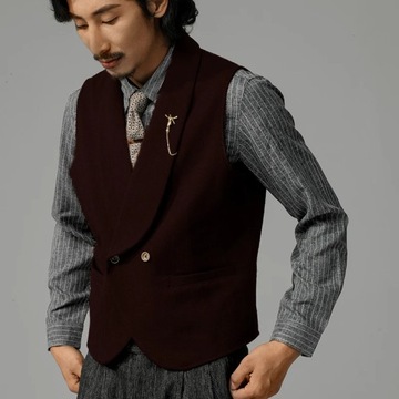 British Style Retro Double-Breasted Vest Men's Sui