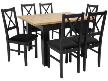 Zestaw do salonu STÓŁ 90x90 rozkładany 120cm i 6 krzeseł SKANDYNAWSKICH