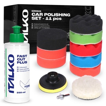 ZESTAW GĄBEK POLERSKICH NA WIERTARKĘ 80MM + PASTA POLERSKA ITALKO