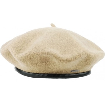 Beret damski baskijski OVIEDO 100% wełna beżowy