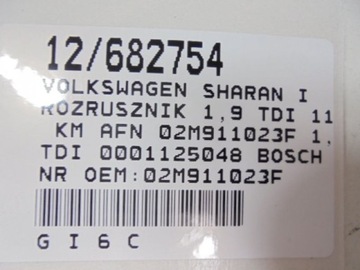 SHARAN I STARTÉR 02M911023F 1,9TDI 0001125048