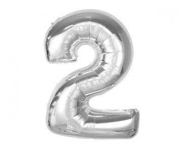 Balon foliowy Smart, cyfra 2, srebrna, 92 cm