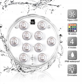 4 ШТ. LED RGB ПОДВОДНАЯ ЛАМПА ВОДОНЕПРОНИЦАЕМАЯ ЛАМПА