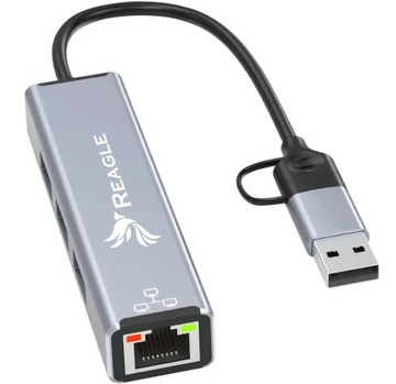 Adapter 2w1 HUB i Karta sieciowa LAN Ethernet USB-C do RJ45 + 3x USB M1 M2