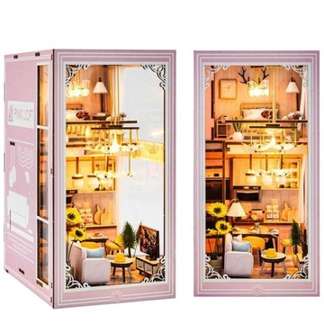 Miniaturowy domek Book Nook DIY Nowoczesne pastele Wmętrze Loft Mieszkanie