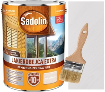SADOLIN EXTRA LAKIEROBEJCA 5L BIAŁY KREMOWY +PĘDZE