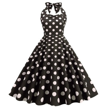 Polka Dot Hepburn Style 50s 60s Vintage Dress A-Li