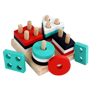 Drewniane klocki dopasowujące kształty do układania zabawek C
