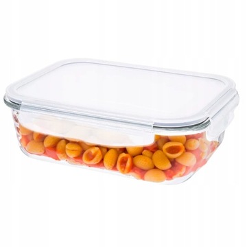 SZKLANY POJEMNIK NA ŻYWNOŚĆ Z USZCZELKĄ 1,5L LUNCHBOX DO MIKROFALI LODÓWKI