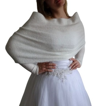 Шаль с рукавами – элегантный аксессуар на любой случай – цвет слоновой кости 4XL