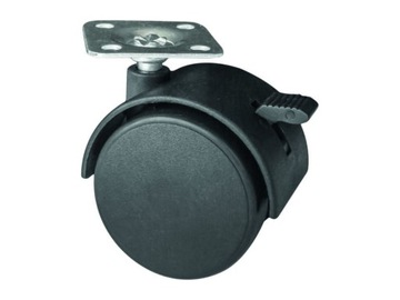 KÓŁKO MEBLOWE OBROTOWE 50MM Z PŁYTKĄ I HAMULCEM