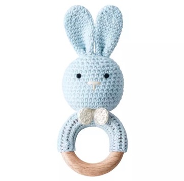 Прорезыватель BUNNY, погремушка, дерево и ЭКО-хлопок.