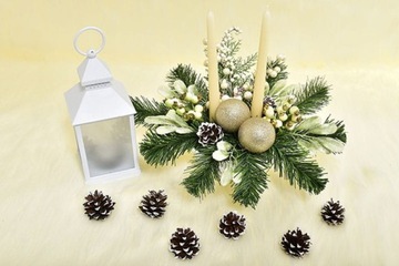 РОЖДЕСТВЕНСКИЕ УКРАШЕНИЯ УКРАШЕНИЕ СТОЛА ИСКУССТВЕННЫЕ ЦВЕТЫ СВЕЧИ ДОМ