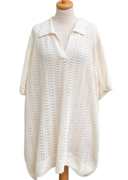 Bluzka Kremowa Oversize Ażurowa Tu Woman 22 50 5XL