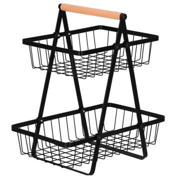 ДВОЙНАЯ КОРЗИНА, ЧЕРНЫЙ МЕТАЛЛИЧЕСКИЙ ЛОФТ-ПЛЕЕР, ДЕКОРАТИВНАЯ ЯРУСНАЯ КОРЗИНА