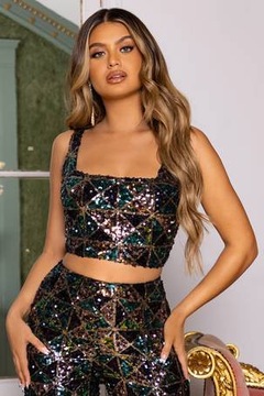 CLUB L LONDON CEKINOWY CROP TOP QMA NF3__S