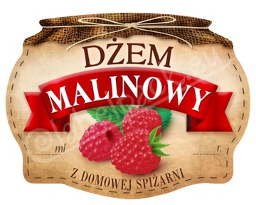 DŻEM MALINOWY - Etykieta, naklejka 10x