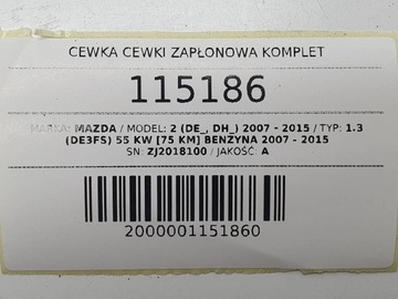 CÍVKA CÍVKY ZAPALOVACÍ KOMPLET MAZDA 2 DE 1.3 BENZÍN ZJ2018100
