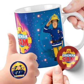 ZESTAW NA PREZENT KUBEK DLA DZIECI TATUAŻE NAKLEJKI STRAŻAK SAM FIREMAN