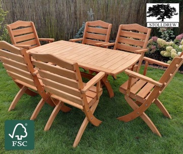 Набор деревянных садовых столов и стульев, 6 шт.