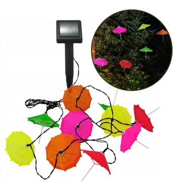 Girlanda ogrodowa solarna wisząca 10 LED Lampa parasolki