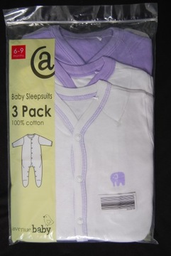 ALDI AVENUE 3pak Pajac Pajacyk Śpiochy r. 74 cm