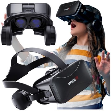 OKULARY GOGLE VR edukacyjne DO TELEFONU Z WBUDOWANYMI SŁUCHAWKAMI NAUSZNYMI
