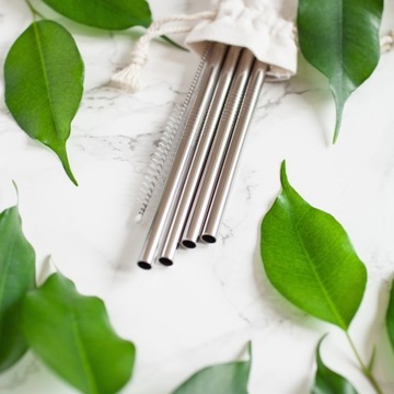 4x МНОГОРАЗОВЫЕ МЕТАЛЛИЧЕСКИЕ ТРУБКИ СОЛОМКИ С ОЧИСТИТЕЛЕМ ECO BRUSH