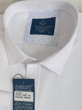 DERBY KOSZULA MĘSKA gładka biała długi rękaw regular 6XL 50/51 98