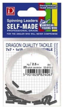 Materiał przyponowy Fluorocarbon 20kg 2,5m + 25 zacisków - Dragon