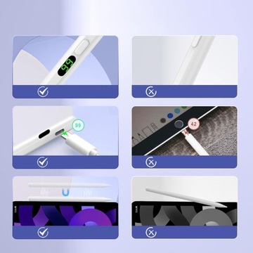 РУЧКА-КАРАНДАШ ДЛЯ ПЛАНШЕТА APPLE XIAOMI LENOVO С МАГНИТНЫМ USB + 4 ГОЛОВКОЙ