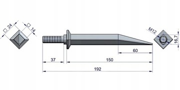 Зубья бороны прямой 14х150 М12