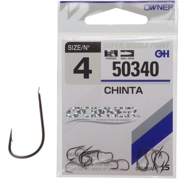 Haczyki Owner CHINTA nr 4 Black Nickel z łopatką 15 sztuk leszcz lin płoć