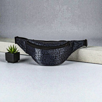 SASZETKA NERKA MAŁA DZIECIECA PIENIĄDZE PASEK GRAFIT Z LITERKAMI