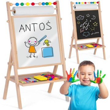 TABLICA DWUSTRONNA EDUKACYJNA MAGNETYCZNA KREDOWA + PAPIER I AKCESORIA