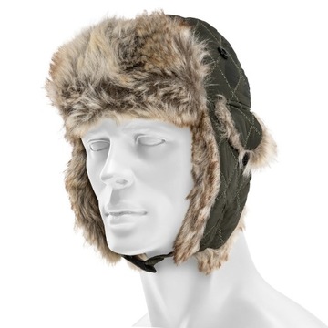 Czapka uszatka pilotka zimowa wojskowa Mil-Tec Winter Faux-Fur Oliwkowa M